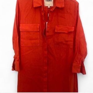 L'AGENCE Vibrant Orange Shirt Dress